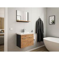 Waschtischkombi Slimline Eichefarben B: 59,5cm - Eichefarben/Graphitfarben, Basics, Holzwerkstoff/Stein (59,5cm) - MID.YOU