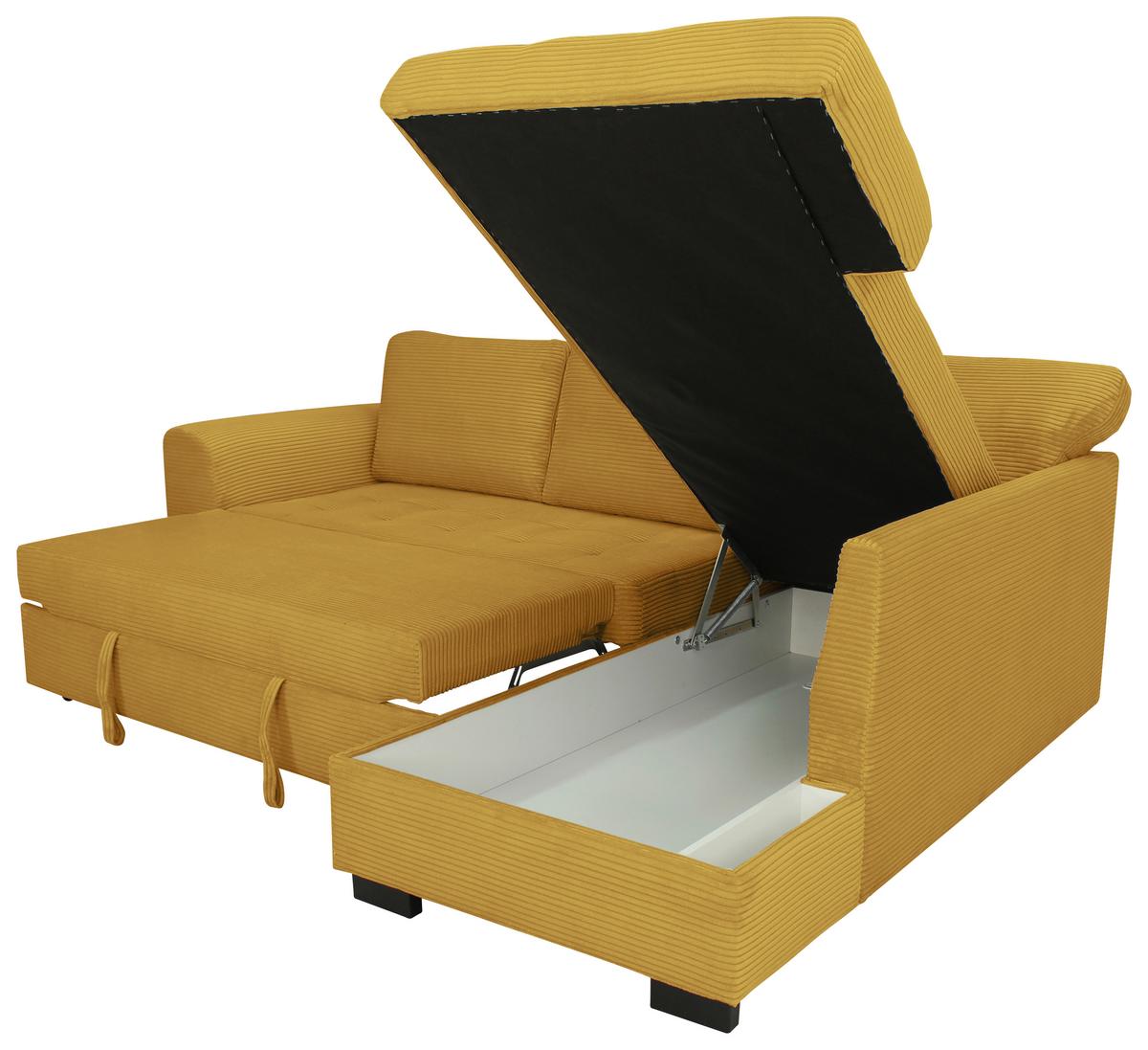 Ecksofa John Senfgelb S: 239x178 cm - Senfgelb/Schwarz, Trend, Textil (239/178cm)