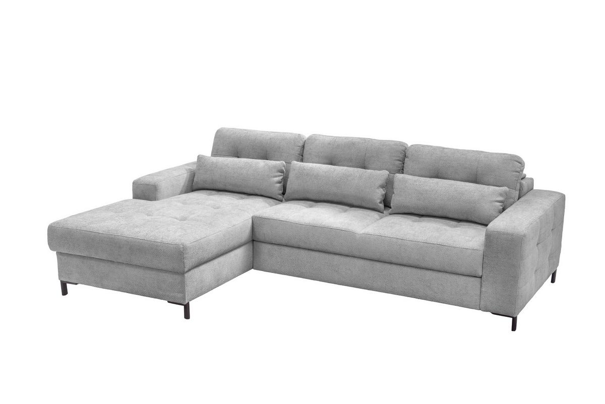 Ecksofa Bonito, Hellgrau Schenkel: 176x255 cm - Hellgrau/Schwarz, Design, Textil (176/260cm) - Livetastic