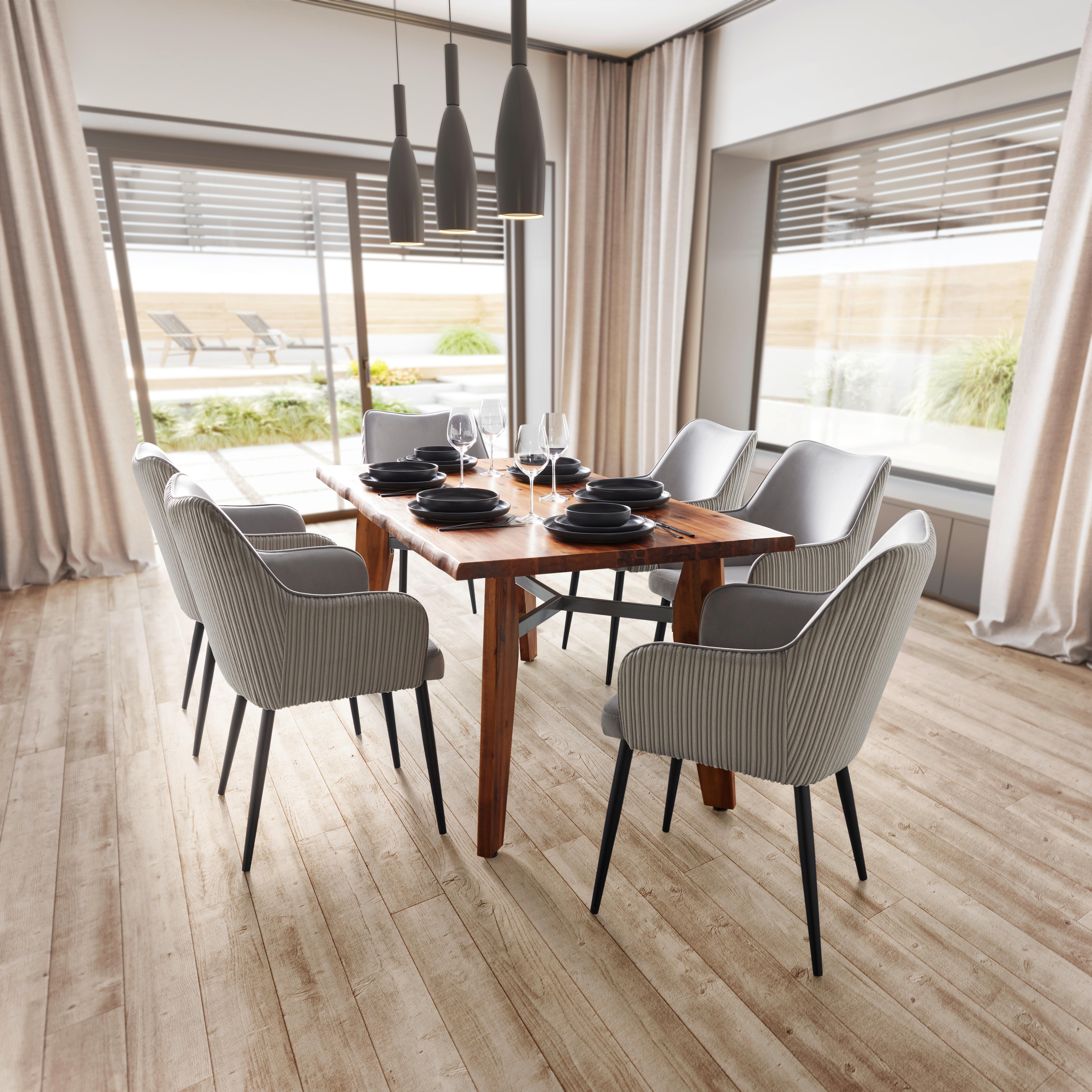 Jedálenský stôl z akácie JASPER 160x90 cm - farba akácie/sivá, Modern, kov/drevo (160/90/75cm) - Bessagi Home