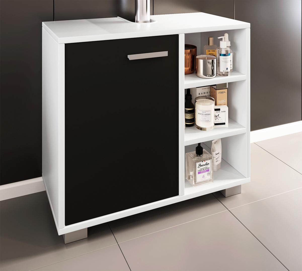 Waschbeckenunterschrank Zalo L B: 60cm Schwarz/weiß - Schwarz/Weiß, MODERN, Holzwerkstoff (60/54,8/30cm) - MID.YOU