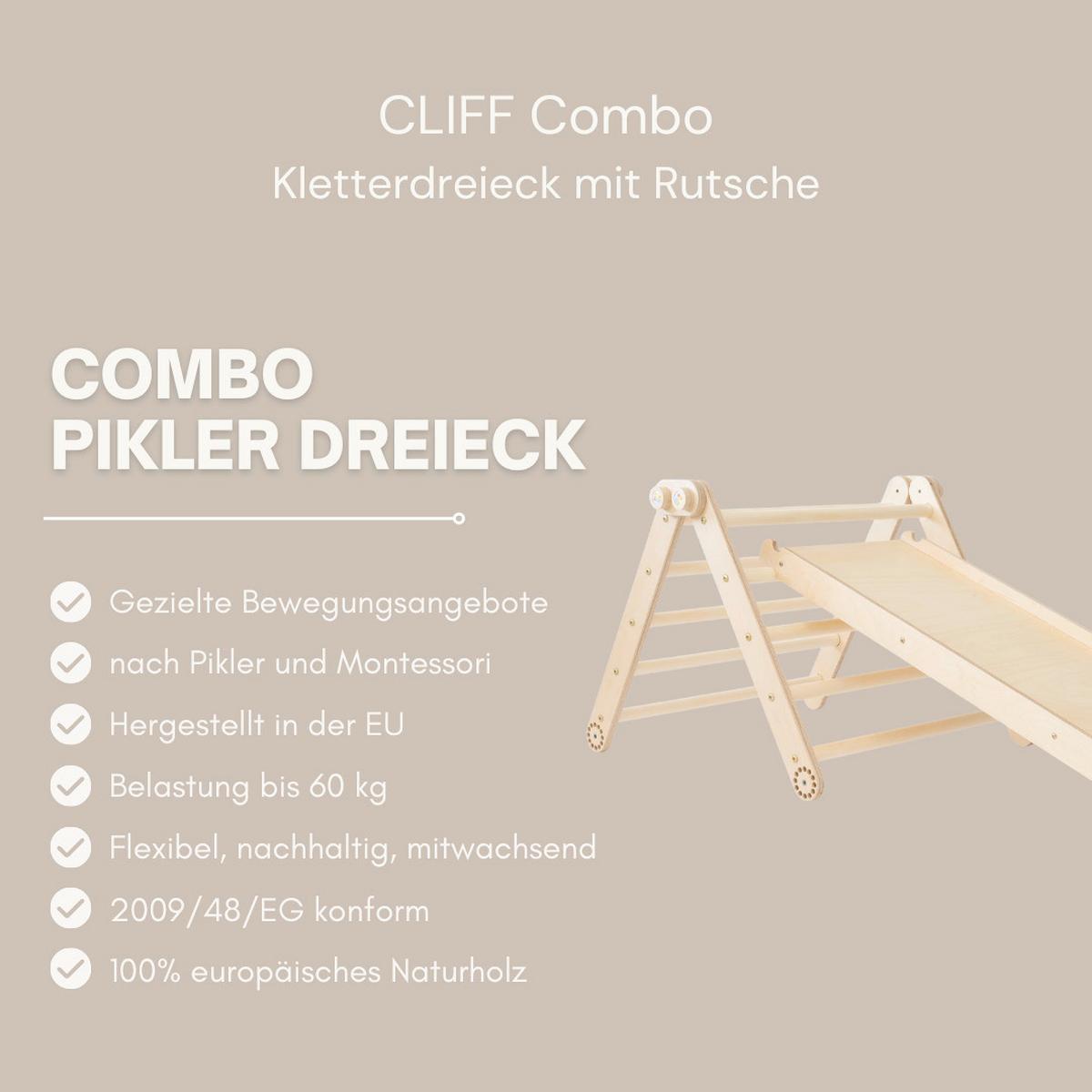 Kletterdreieck mit Rutsche natur - Birkefarben, Basics, Holz (110/36/6cm)