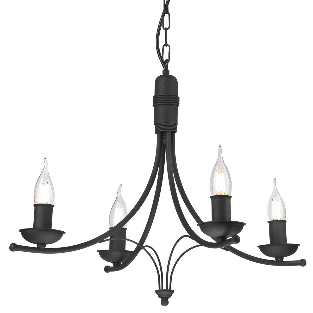 Kronleuchter Lucy Schwarz Hochglanz B: 58cm - Schwarz Hochglanz, KONVENTIONELL, Metall (100/58/100cm)