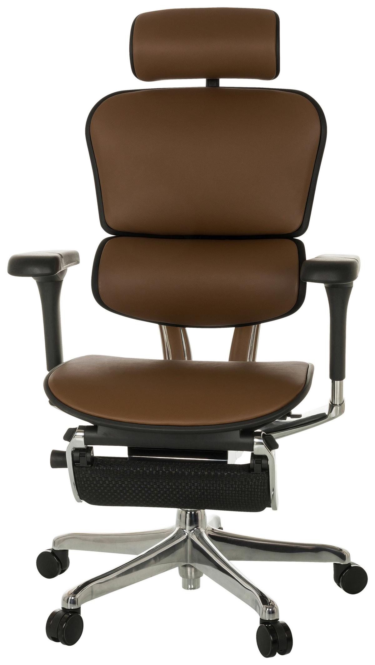 Drehstuhl Ergohuman Plus Braun B: 76 Cm - Silberfarben/Schwarz, MODERN, Leder/Kunststoff (76/119 - 138/64cm) - MID.YOU