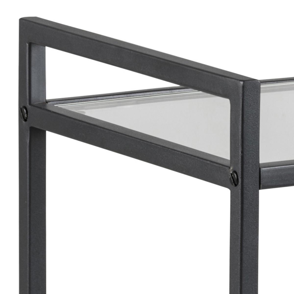 Servierwagen Metall/glas Seaford Schwarz Mit 2 Laden - Klar/Schwarz, Basics, Glas/Kunststoff (60/75/30cm) - MID.YOU