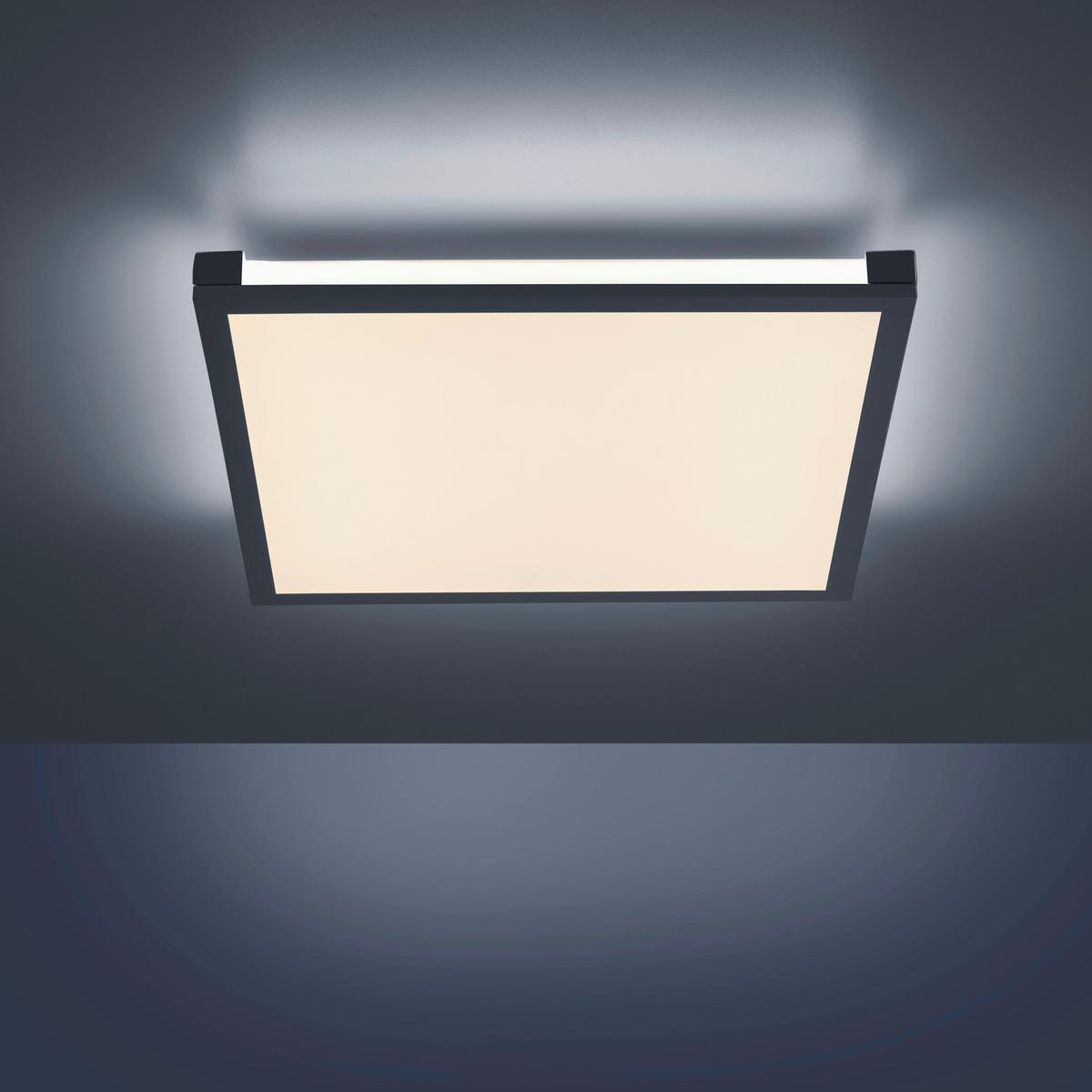 Deckenleuchte Mario L: 45 cm Quadratisch 2-Flammig dimmbar - Schwarz, Basics, Kunststoff/Metall (45/45/7,1cm)