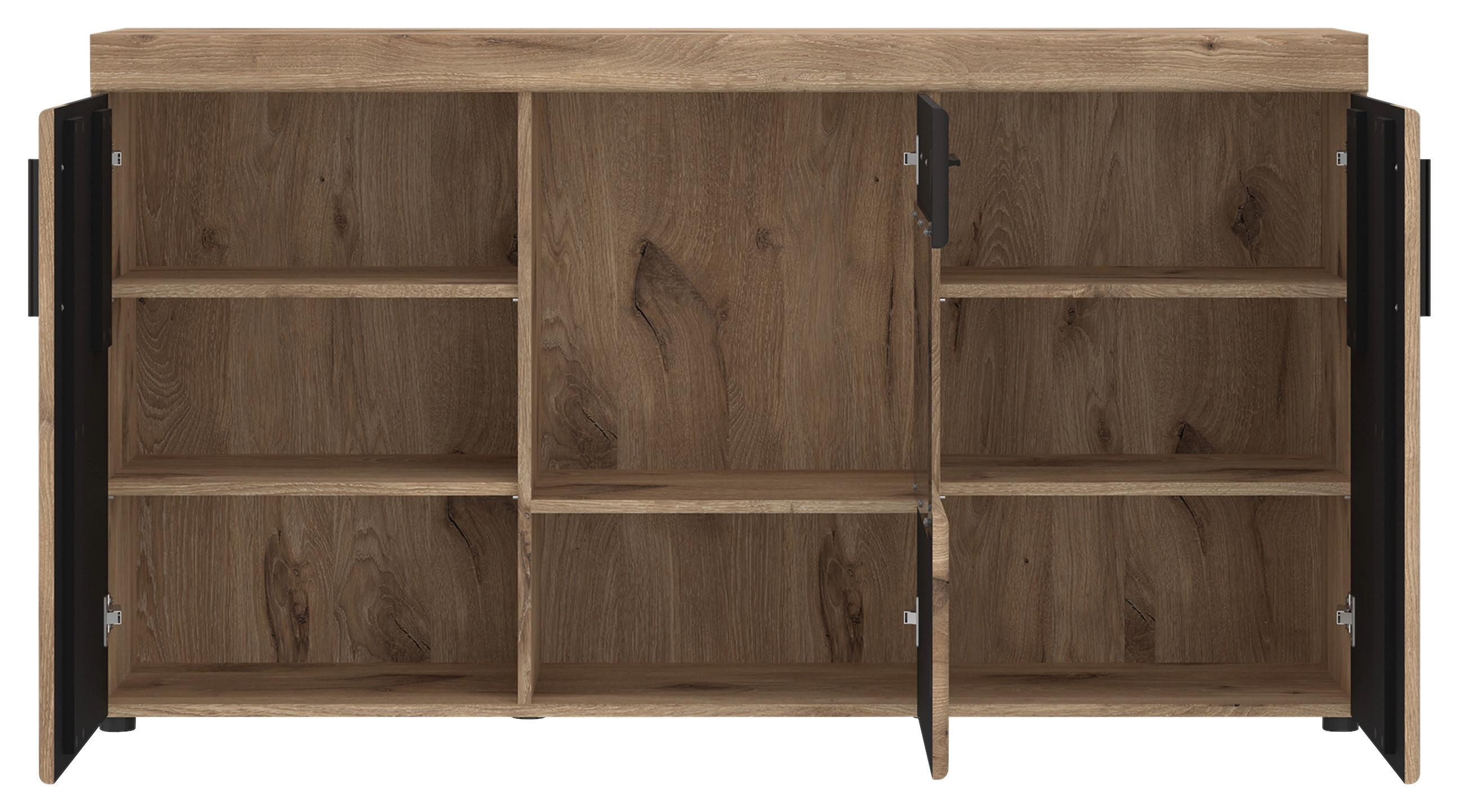 Sideboard Grano Eichefarben B: 157 cm - Eichefarben/Dunkelgrau, Trend, Glas/Holzwerkstoff (157/86/40,9cm)