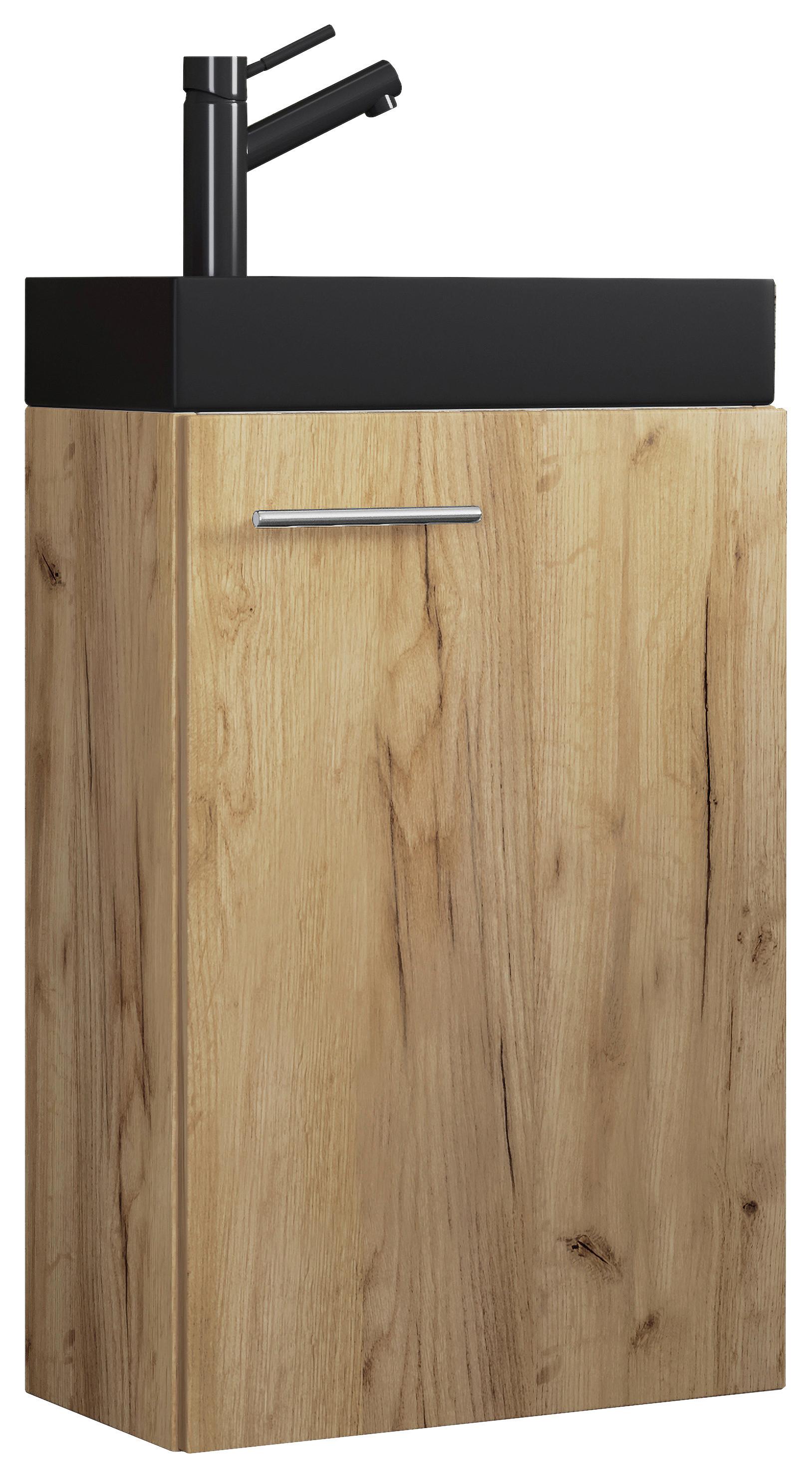 Waschtischkombi Slito Bl - Honigeiche/Schwarz, MODERN, Keramik/Holzwerkstoff (40,5cm) - MID.YOU