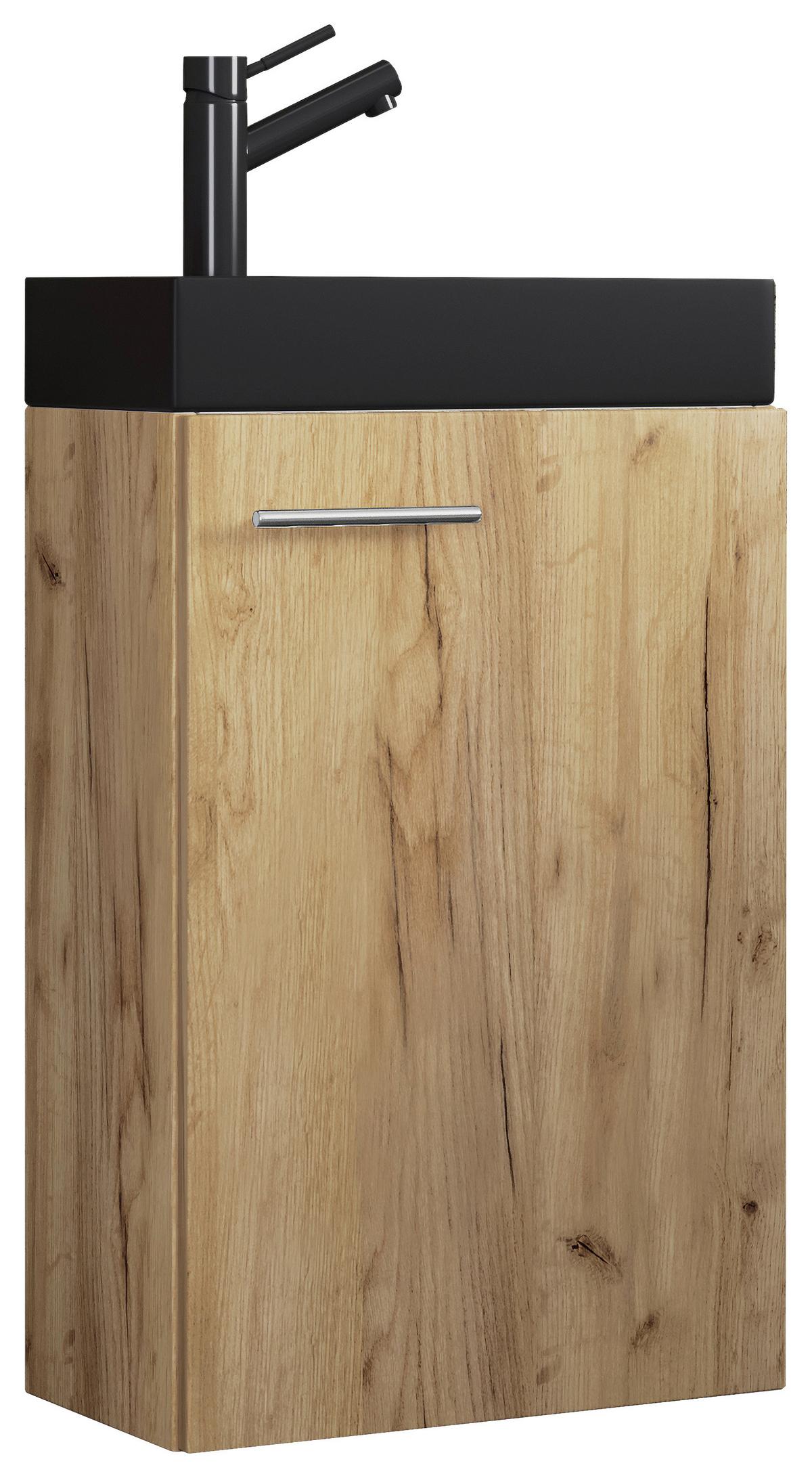 Waschtischkombi Slito Bl - Honigeiche/Schwarz, MODERN, Keramik/Holzwerkstoff (40,5cm) - MID.YOU