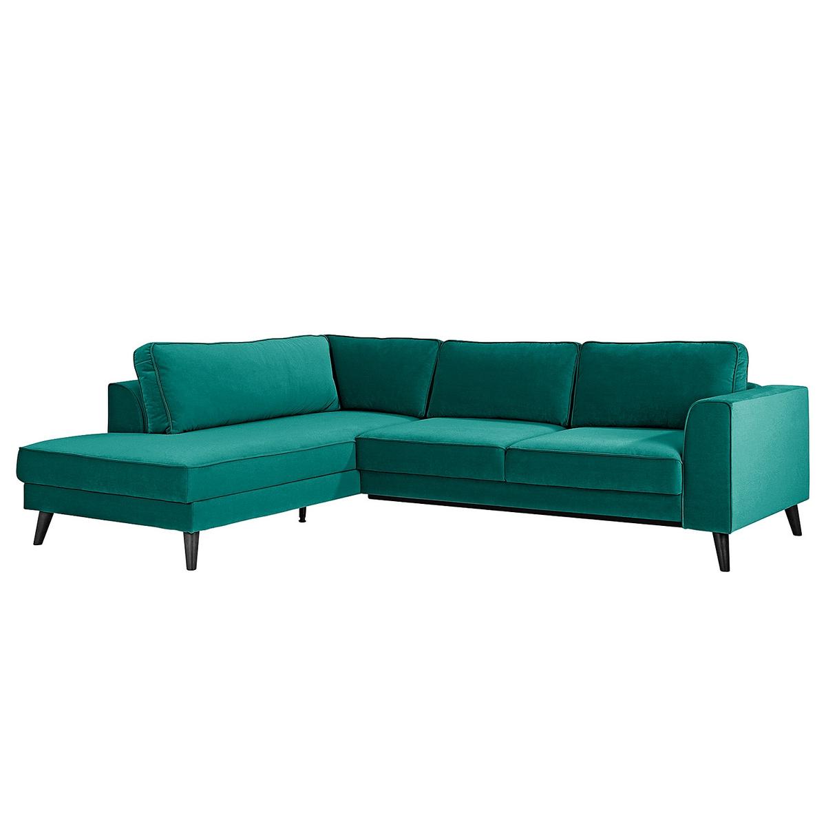 Eckschlafsofa Lumber Jack Petrol S: 203x264 Cm - Wengefarben/Petrol, MODERN, Textil (203/264cm) - Trendmanufaktur