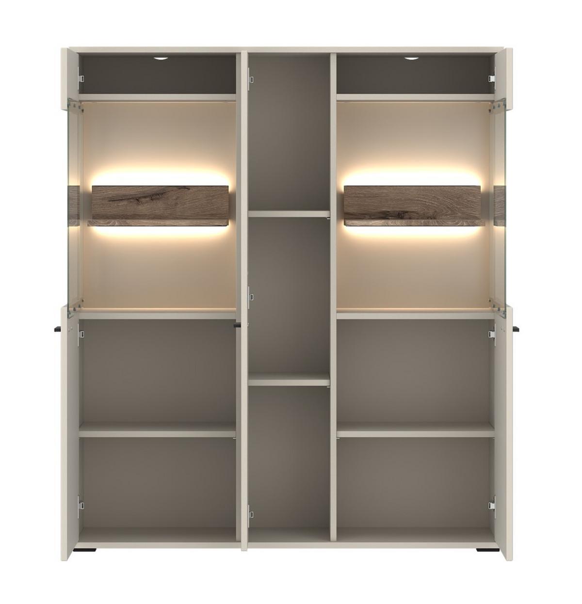 Highboard Atico Eichefarben/Beige B: 115cm - Eichefarben/Beige, Design, Holzwerkstoff (115/133,7/37cm) - Livetastic