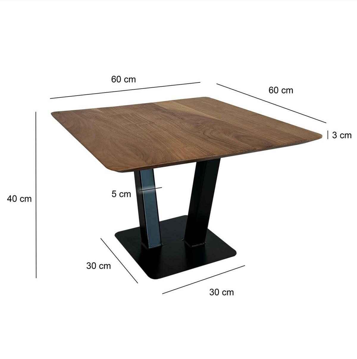 Couchtisch Schwarz B: 60 cm - Schwarz, Natur, Holz/Metall (60/60/40cm) - Livetastic