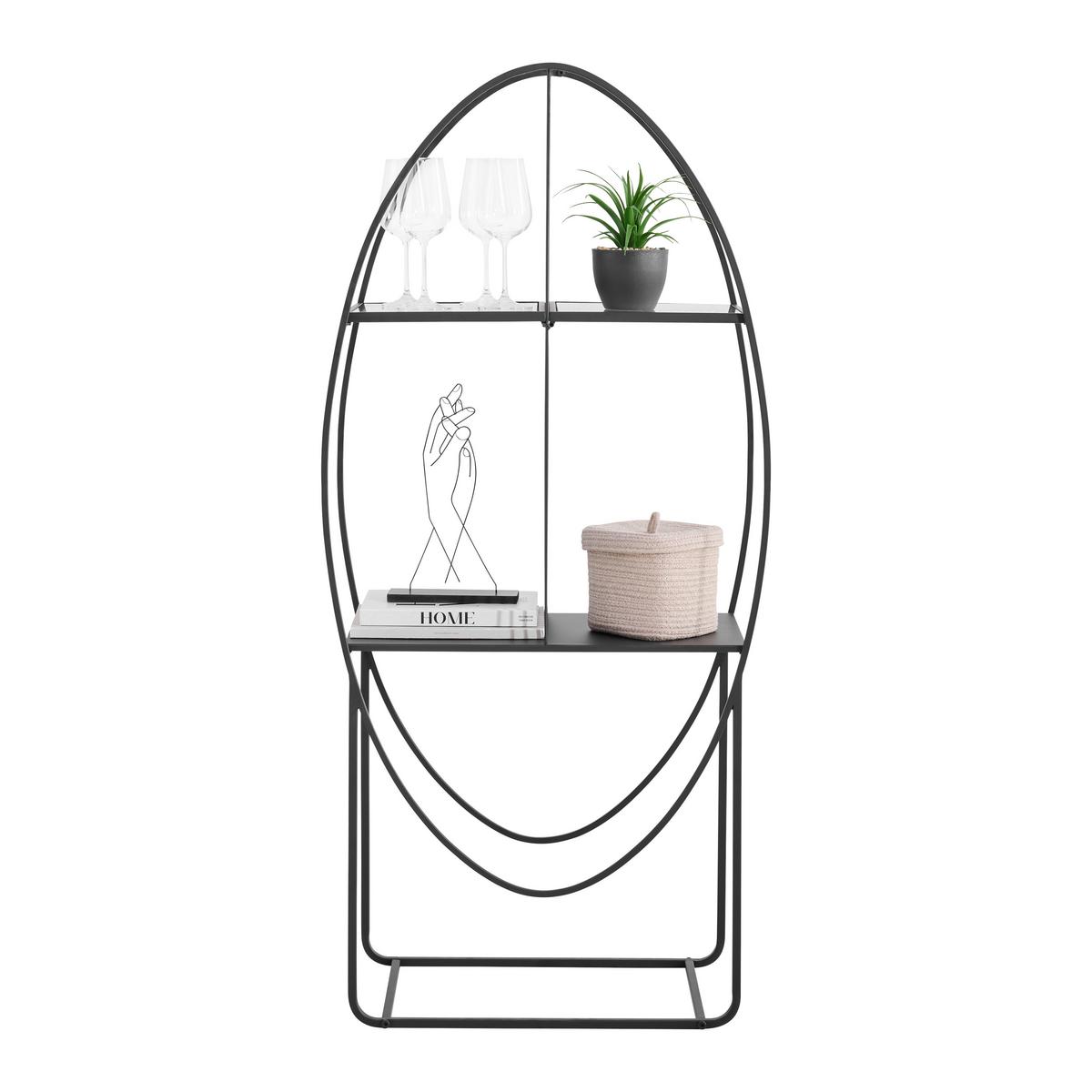 REGÁL CHASE -TREND- - černá, Moderní, kov/sklo (65/140/32cm) - Premium Living