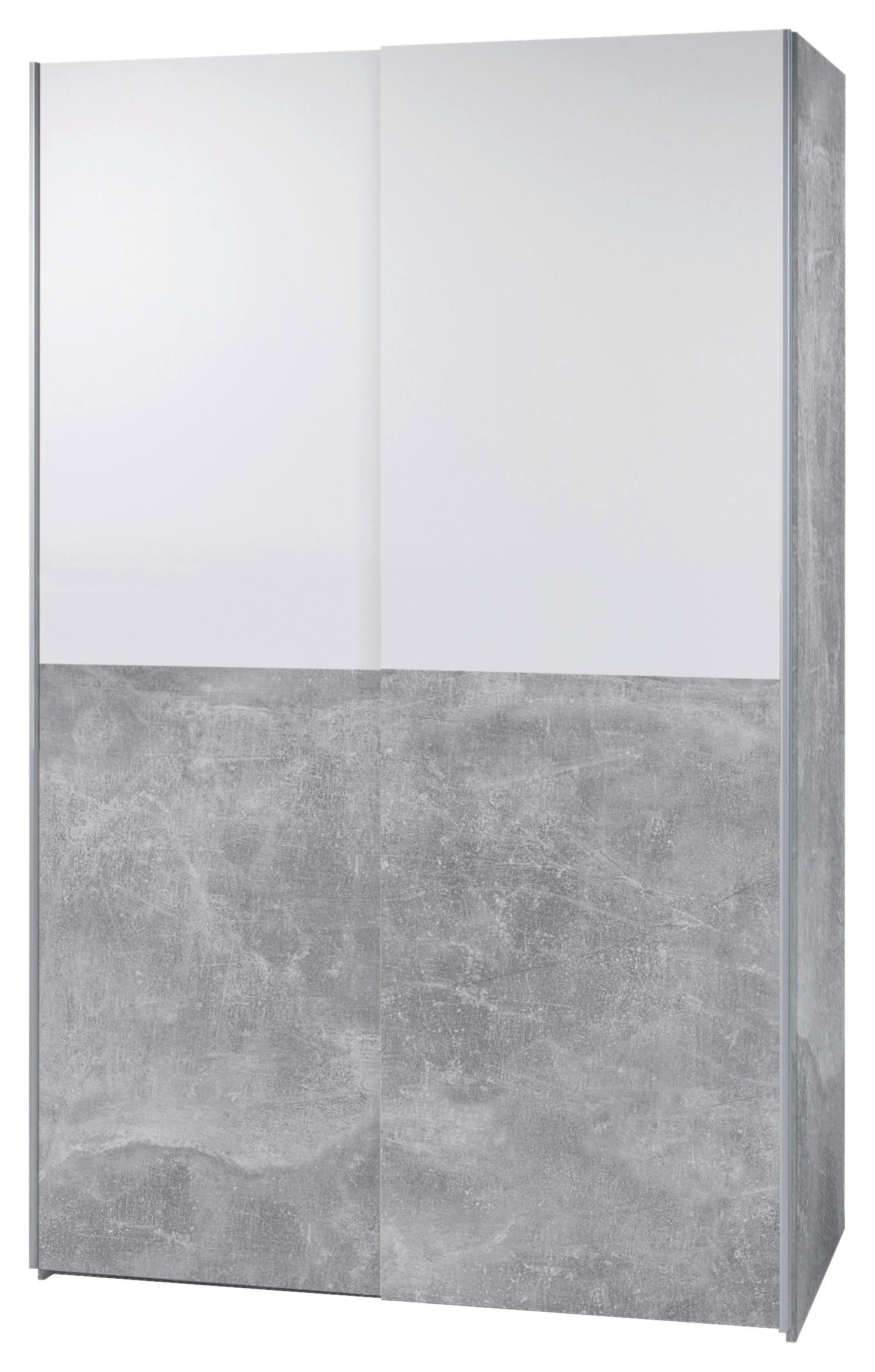 Skříň S Posuvnými Dveřmi Poly 1 - šedá/bílá, Moderní, kov/kompozitní dřevo (125/195,5/58,5cm)