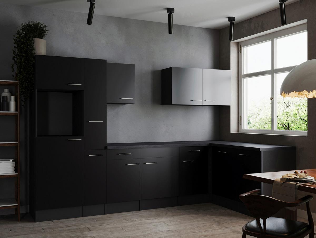 Eckküche Oliver Schwarz, Grau S: 310x172 Cm - Schwarz/Grau, Design, Holzwerkstoff (310/172cm) - Respekta