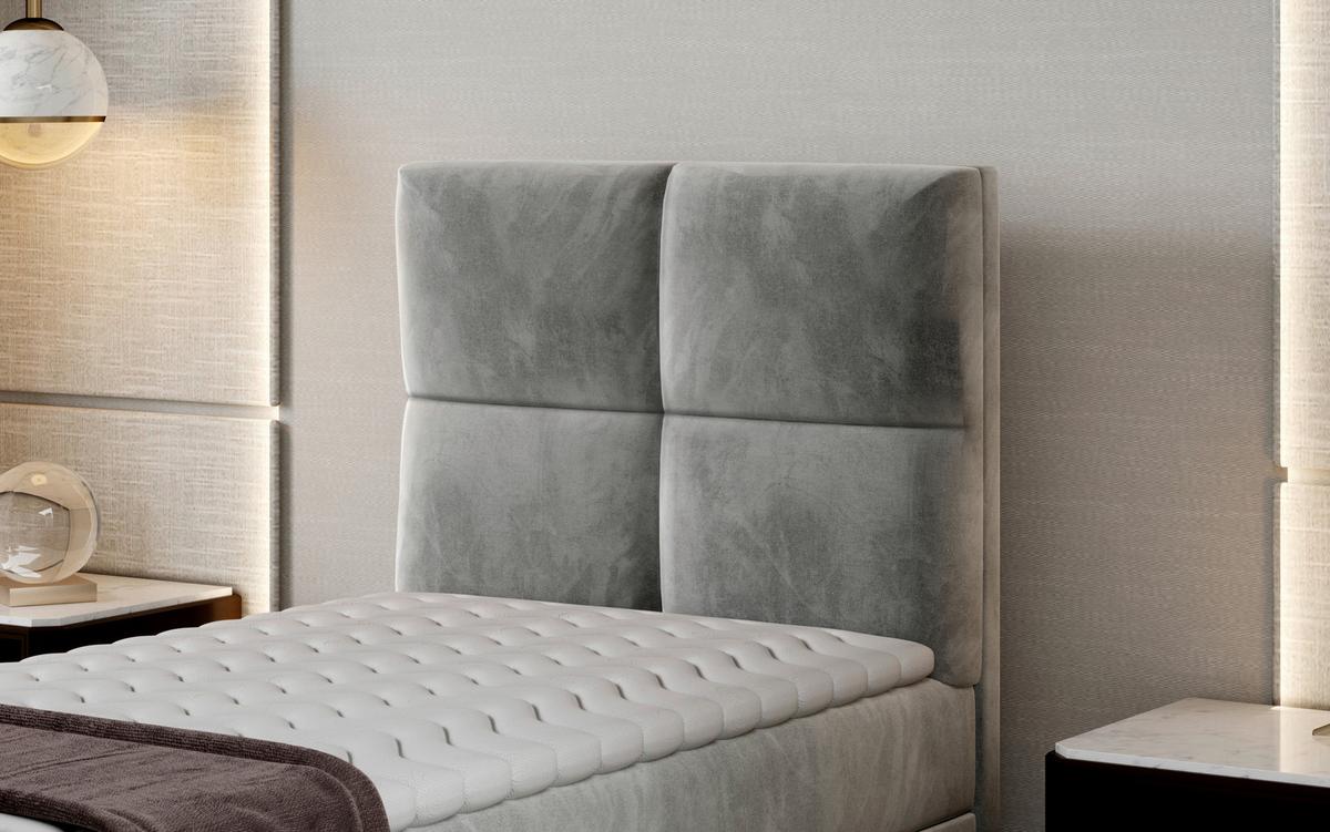 Boxbett Rivia Hellgrau Lf: 90x200 cm - Silberfarben/Hellgrau, MODERN, Holz/Textil (90/200cm) - MID.YOU