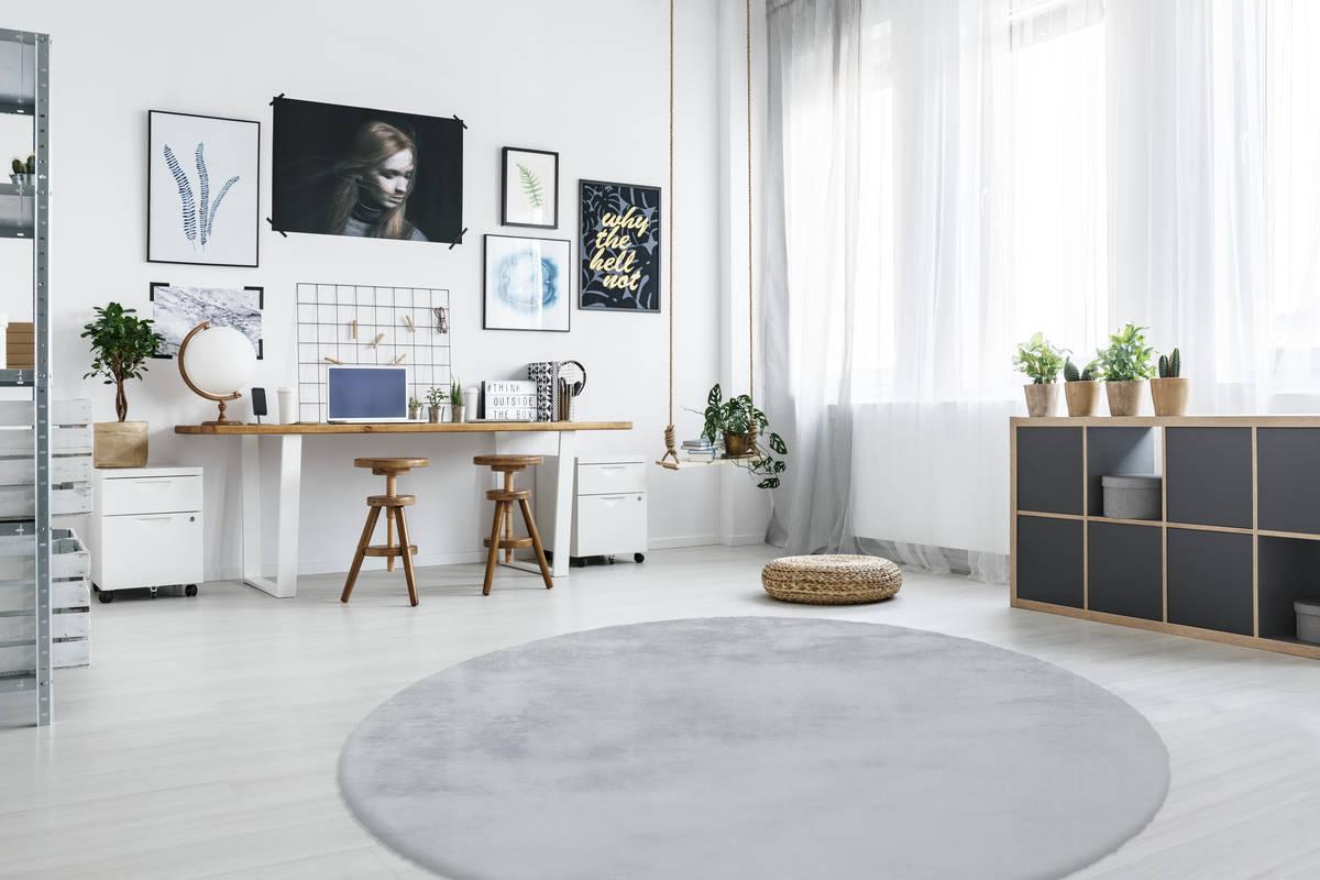 Hochflorteppich Blau/grau Rabbit Rund D: 160 Cm - Blau/Grau, Trend, Textil (160cm) - Kayoom