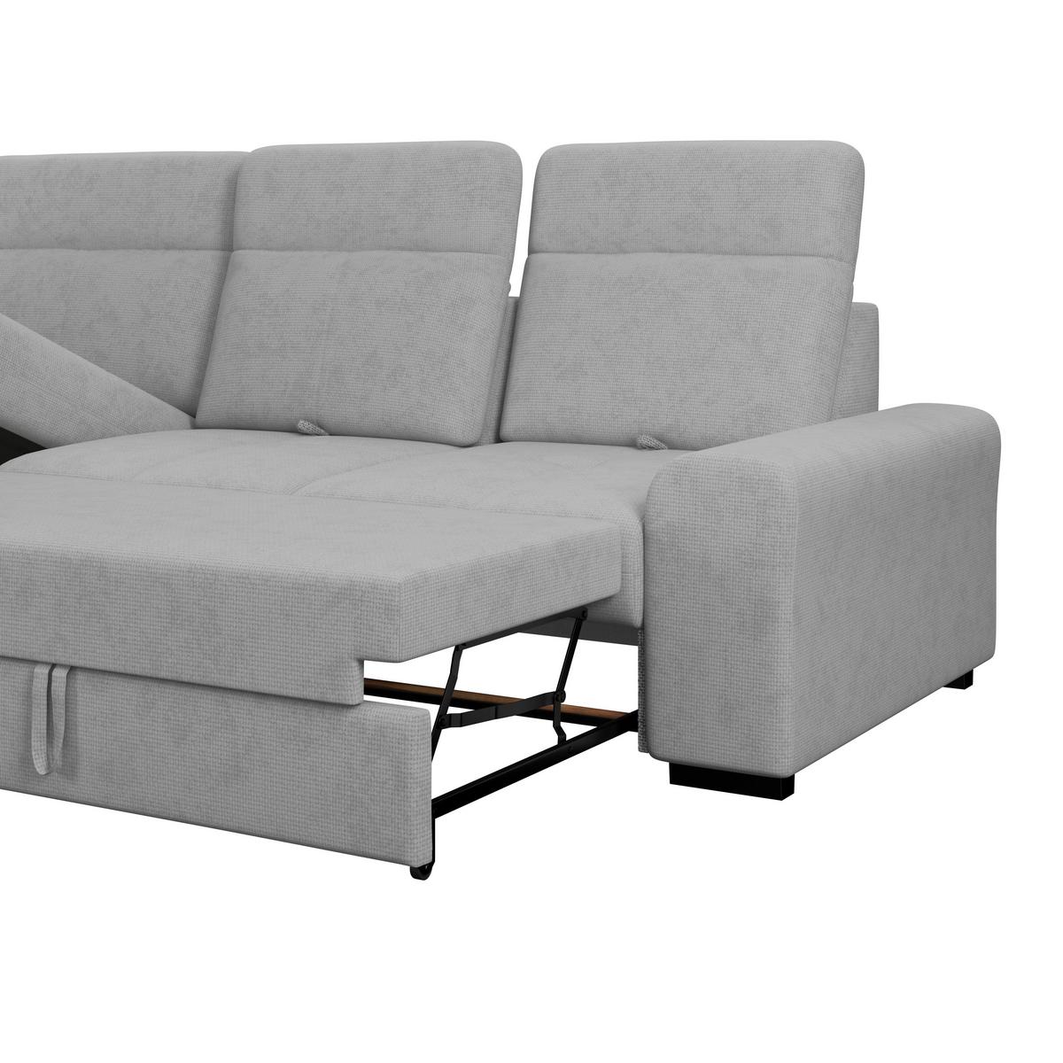 Ecksofa mit Bettfunktion Malaga new Chenille Grau - Schwarz/Grau, KONVENTIONELL, Textil (203/286cm) - Ondega