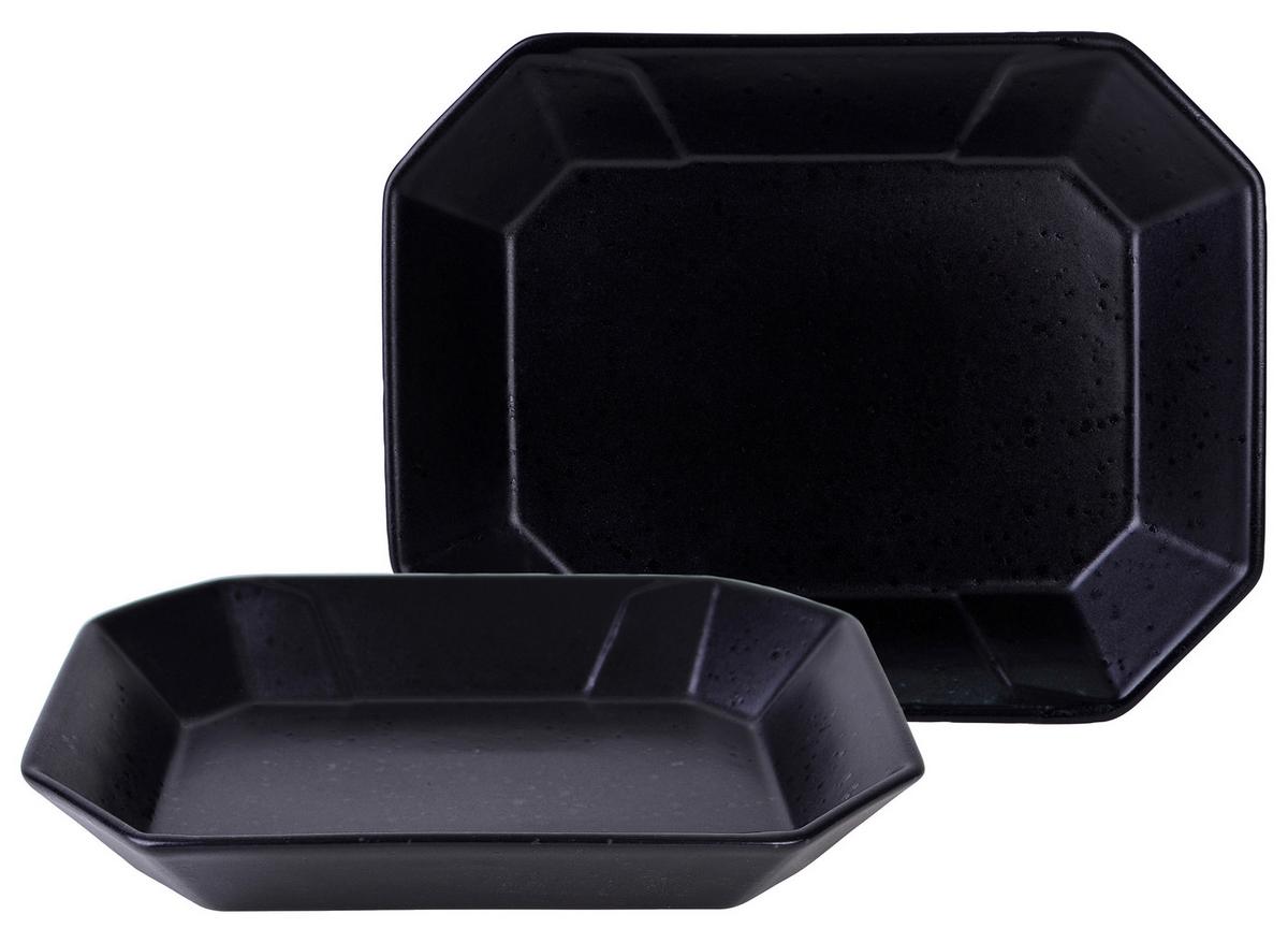 Schüsselset Steinzeug Shcwarz 2--Teilig. B/h: 22x17 Cm - Schwarz, Basics, Keramik (22/17cm) - Creatable