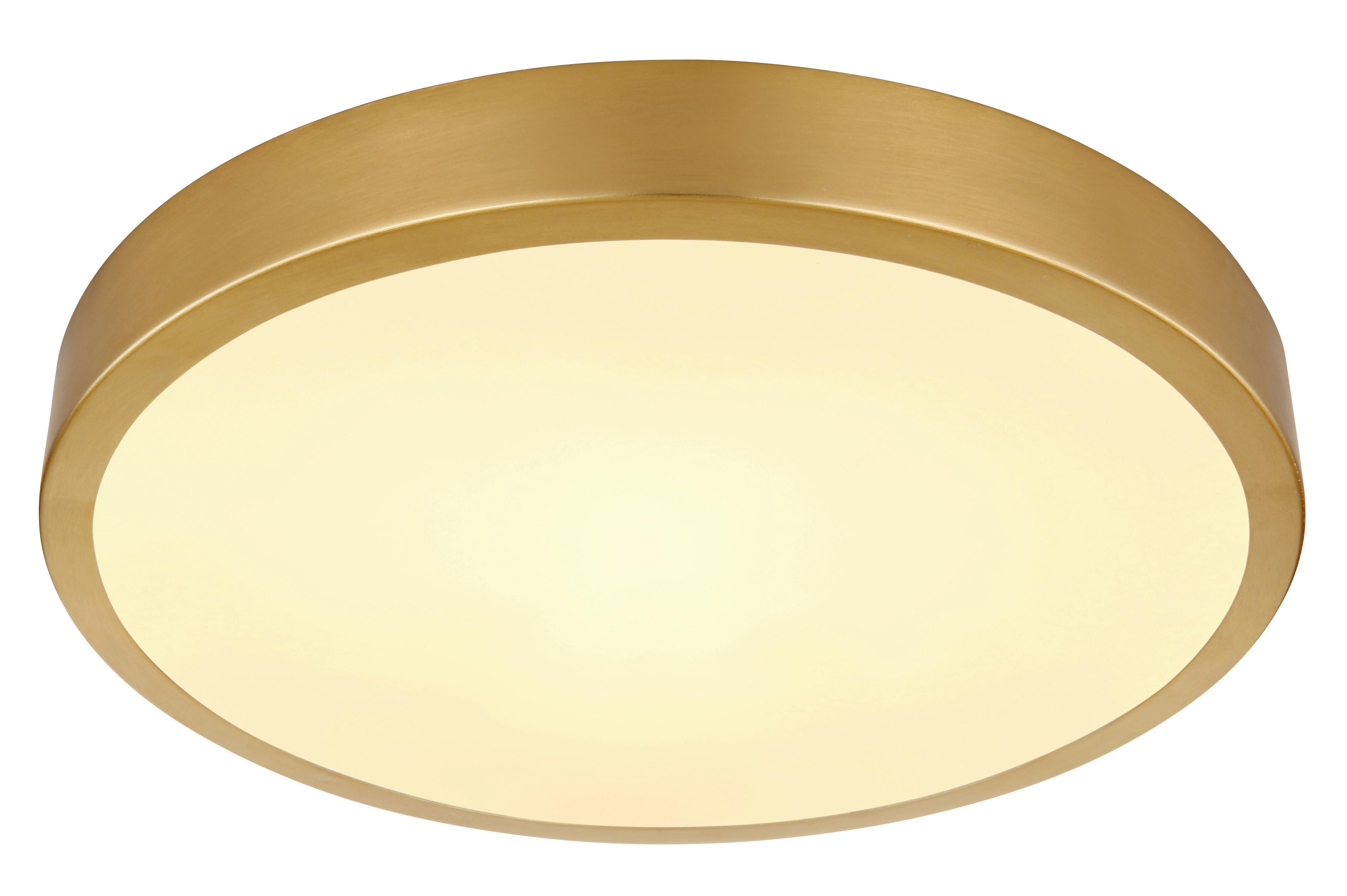 LED-Deckenleuchte 12381-15 - Messingfarben/Opal, KONVENTIONELL, Kunststoff/Metall (25/3cm) - Globo