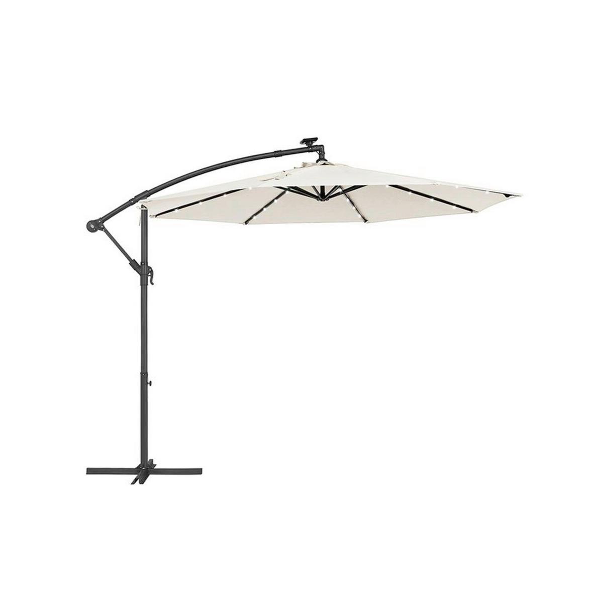 Led Sonnenschirm Beige Schwarz BxL: 300x300 cm - Beige/Schwarz, Basics, Textil/Metall (300/300cm) - Modante