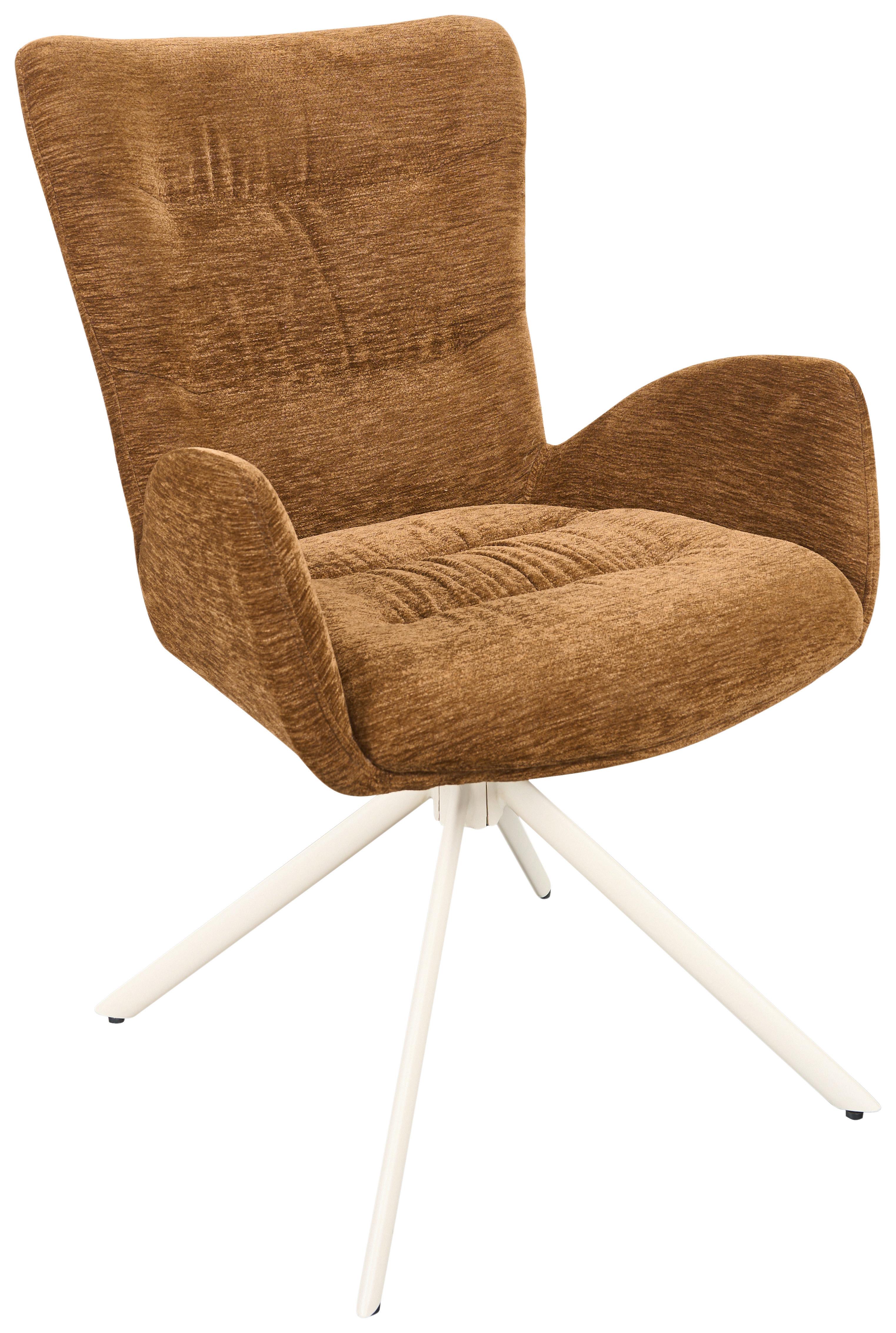 Armlehnstuhl Stella Braun/Beige - hnědá/béžová, Design, kov/textil (58/91/66cm) - Mömax