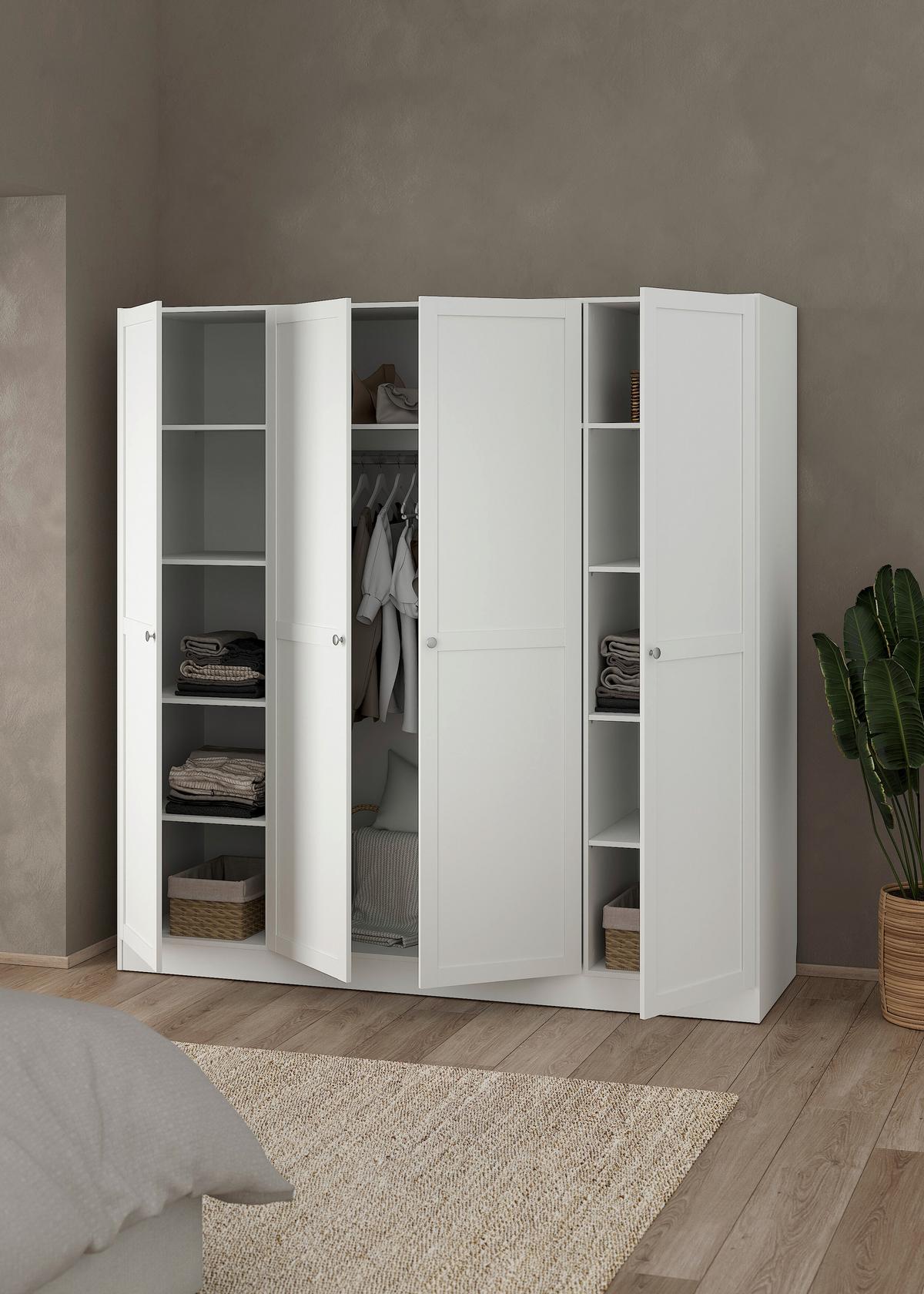 Drehtürenschrank Billund Weiß, B: 195,5 Cm - Weiß, MODERN, Holzwerkstoff (195,5/200/61,7cm) - MID.YOU