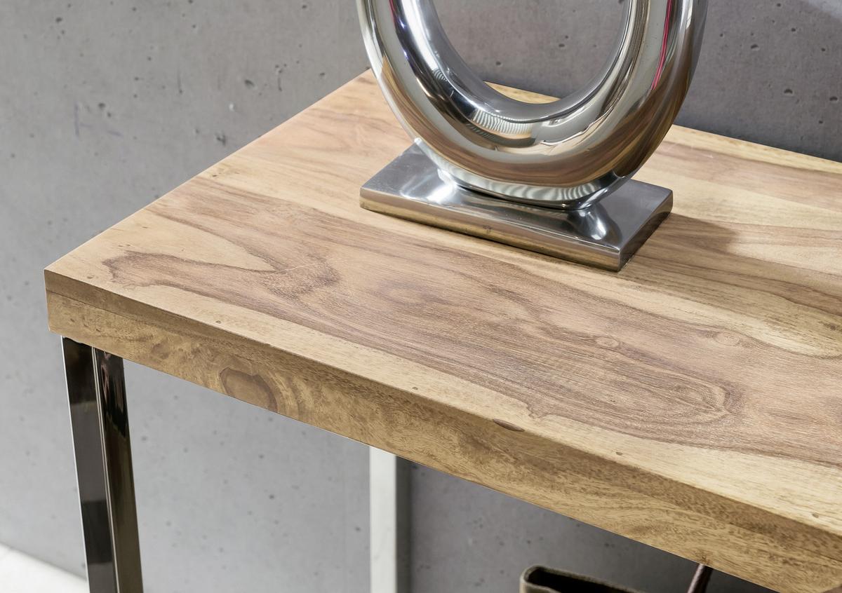 Stolík z masívneho dreva guna š: 120cm - farba akácie/chrómová, Modern, kov/drevo (120/45/76cm) - MID.YOU