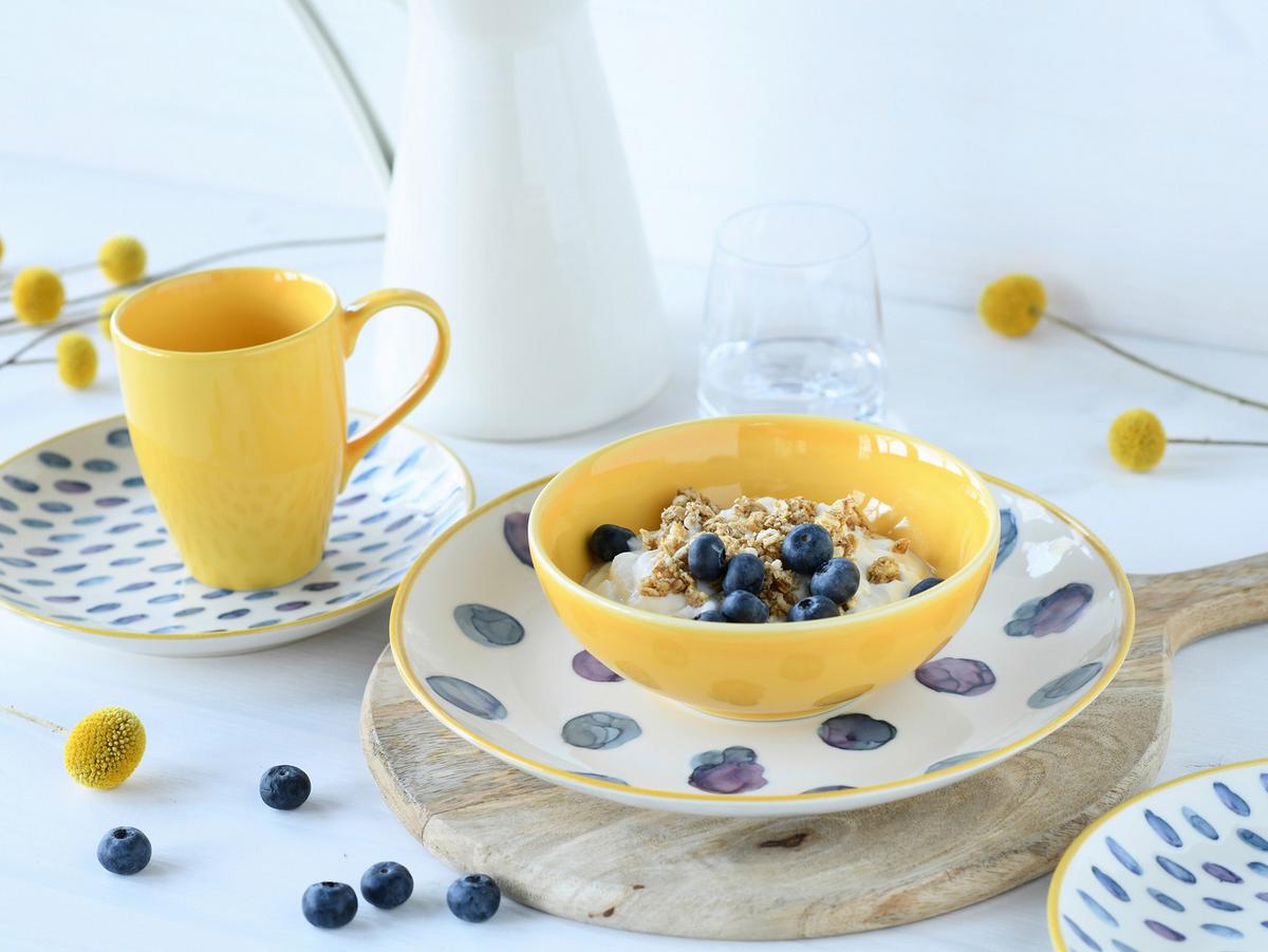 Kombiservice Maisie Blau/Gelb/Weiß 16--Teilig - Blau/Gelb, Basics, Keramik - Creatable