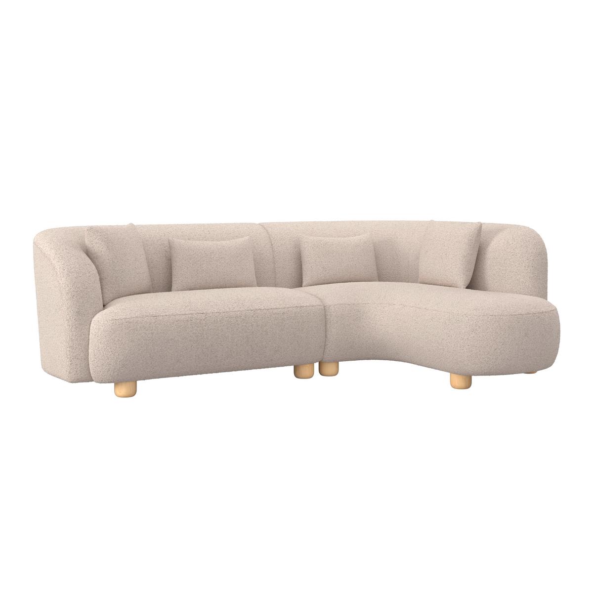 Rohová sedačka ALBA, krémová - barvy dubu/krémová, Moderní, dřevo/textil (256/78/85/166cm) - Bessagi Home