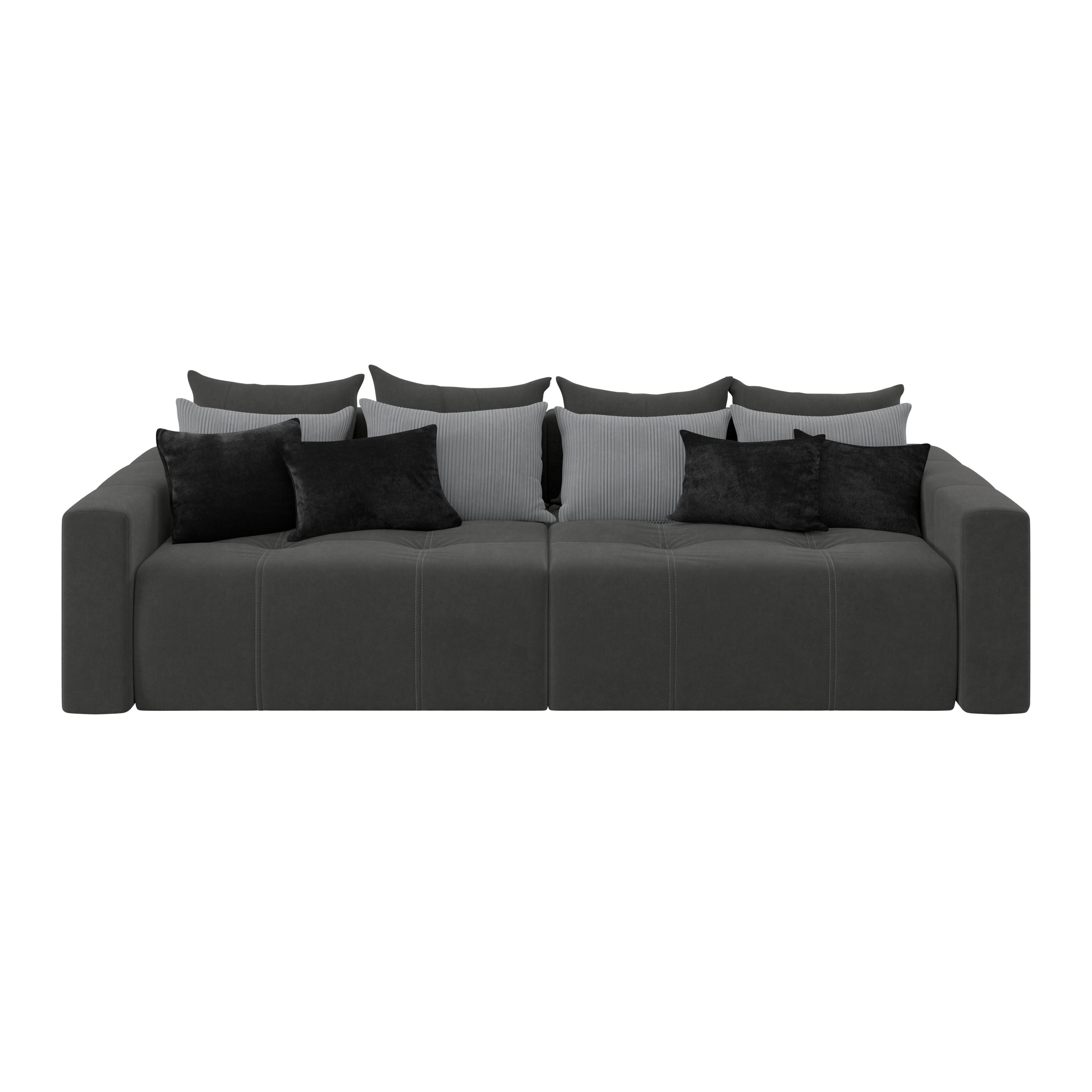 Big Sofa mit Schlaffunktion Hanna B: 280 cm Grau - Schwarz/Grau, MODERN, Textil (280/87/145cm)