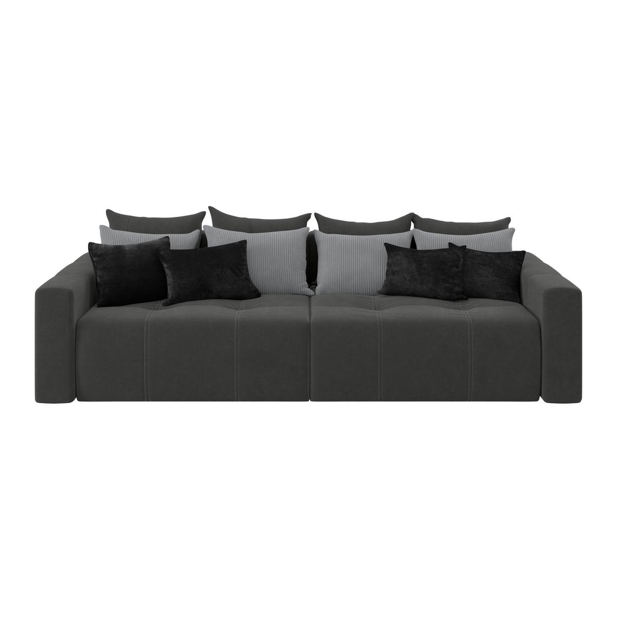 Big Sofa Mit Schlaffunktion Hanna B: 280 Cm Grau - Schwarz/Grau, MODERN, Textil (280/87/145cm)