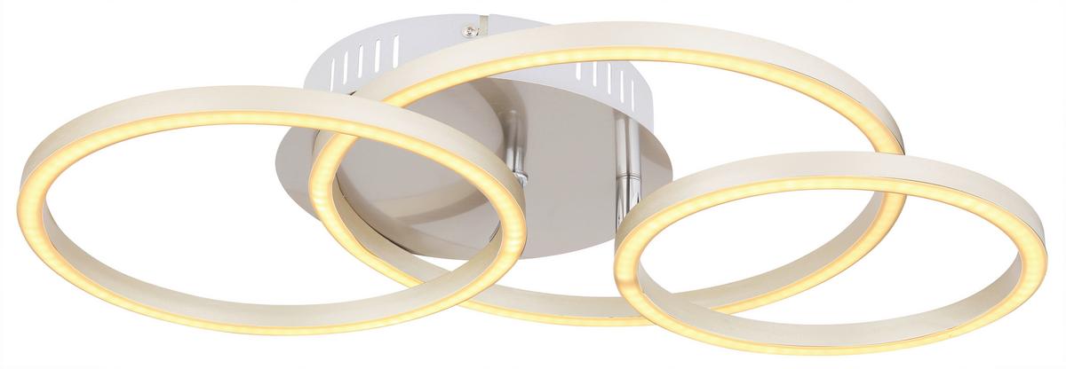 LED-Deckenleuchte Kendy L: 50 cm - Weiß/Nickelfarben, Basics, Kunststoff/Metall (50/30/9,5cm) - Globo