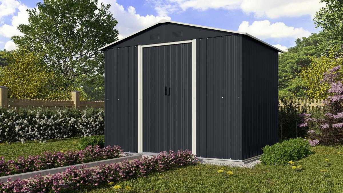 Gerätehaus Mit Satteldach Versperrbar Bxhxt 236x190x174 Cm - Anthrazit/Weiß, Basics, Metall (236/190/174cm)