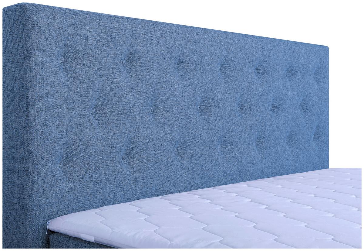Boxspringbett Korfu Blau, 180x200 Cm - Chromfarben/Blau, Basics, Holzwerkstoff/Textil (180/200cm) - P & B