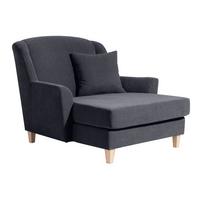 Big Sessel Mit Armlehnen Judith Velours Anthrazit - Anthrazit/Naturfarben, MODERN, Textil (136/107/142cm) - Max Winzer