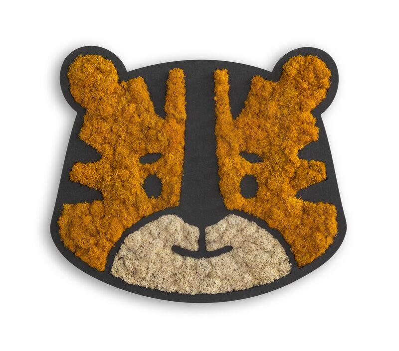 Machový obraz TIGER - oranžová/čierna, Basics, drevo/prírodné materiály (37,5/27/2cm)