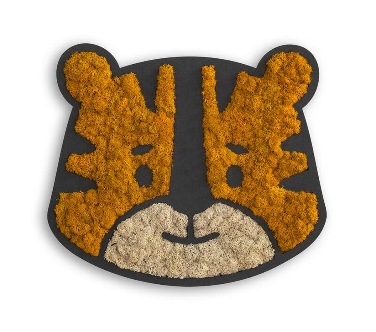 Machový obraz TIGER - oranžová/čierna, Basics, drevo/prírodné materiály (37,5/27/2cm)