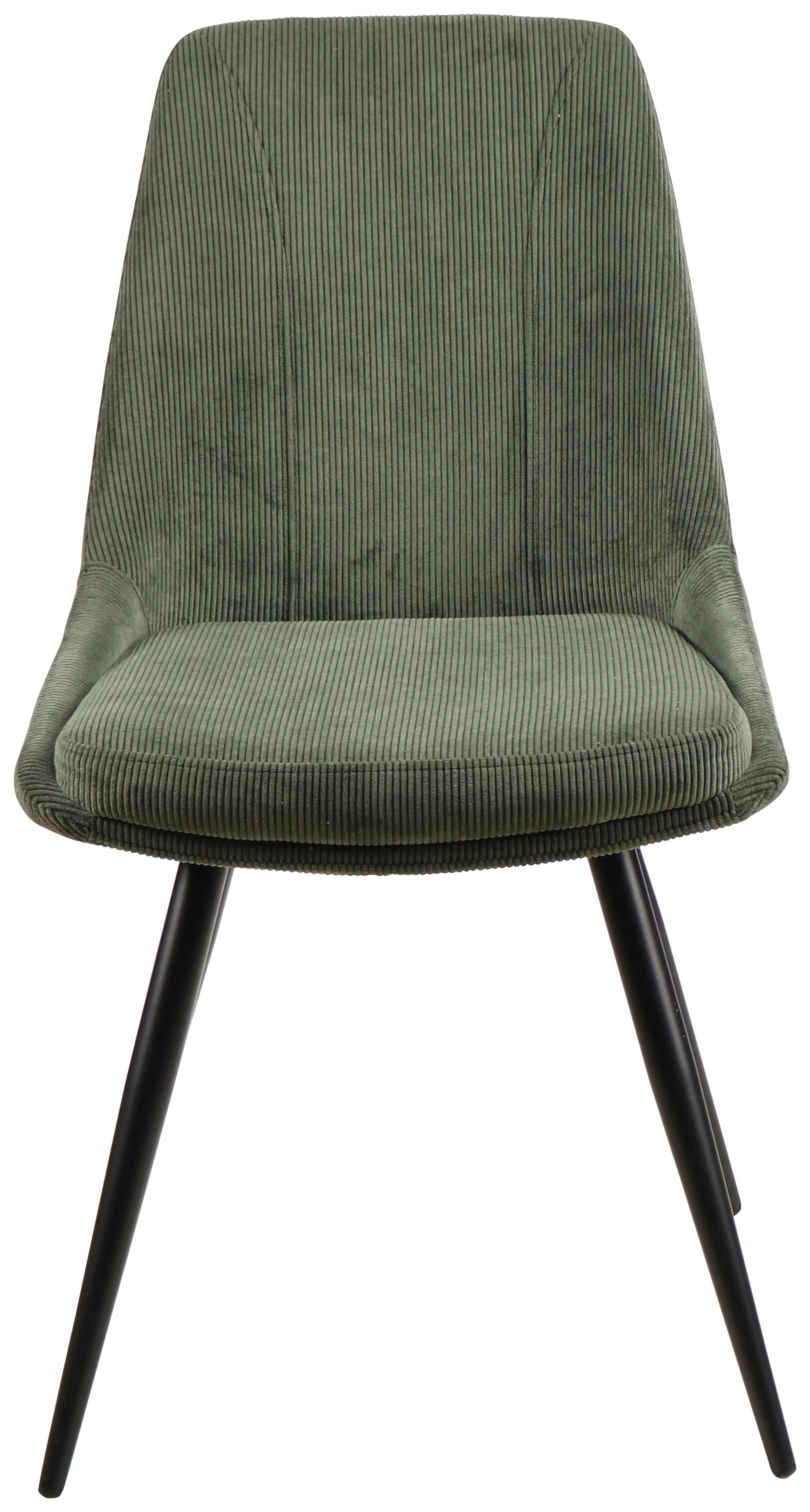 Esszimmerstuhl Corinna Grün Gepolstert - Schwarz/Grün, MODERN, Holz/Textil (49/88/59cm) - MID.YOU