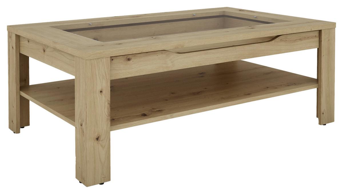 Couchtisch Mit Stauraum Ralph Eiche Artisan Dekor - Eiche Artisan, Basics, Glas/Holzwerkstoff (110/43/67cm) - MID.YOU