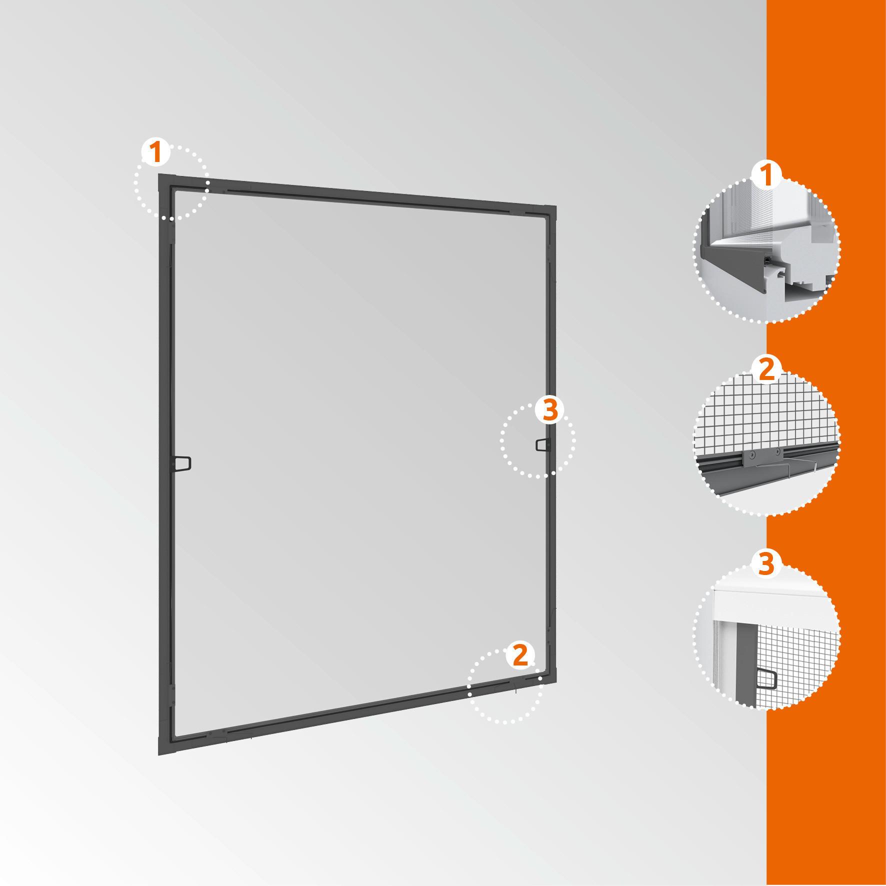 Fliegengitter Fenster 100x120 cm Anthrazit Zuschneidbar