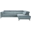 Rohová sedačka EMMA, pravá, sv.modrá,op.hl.,USB,el.výsuv - černá/světle modrá, Moderní, textil (301/210cm) - Premium Living