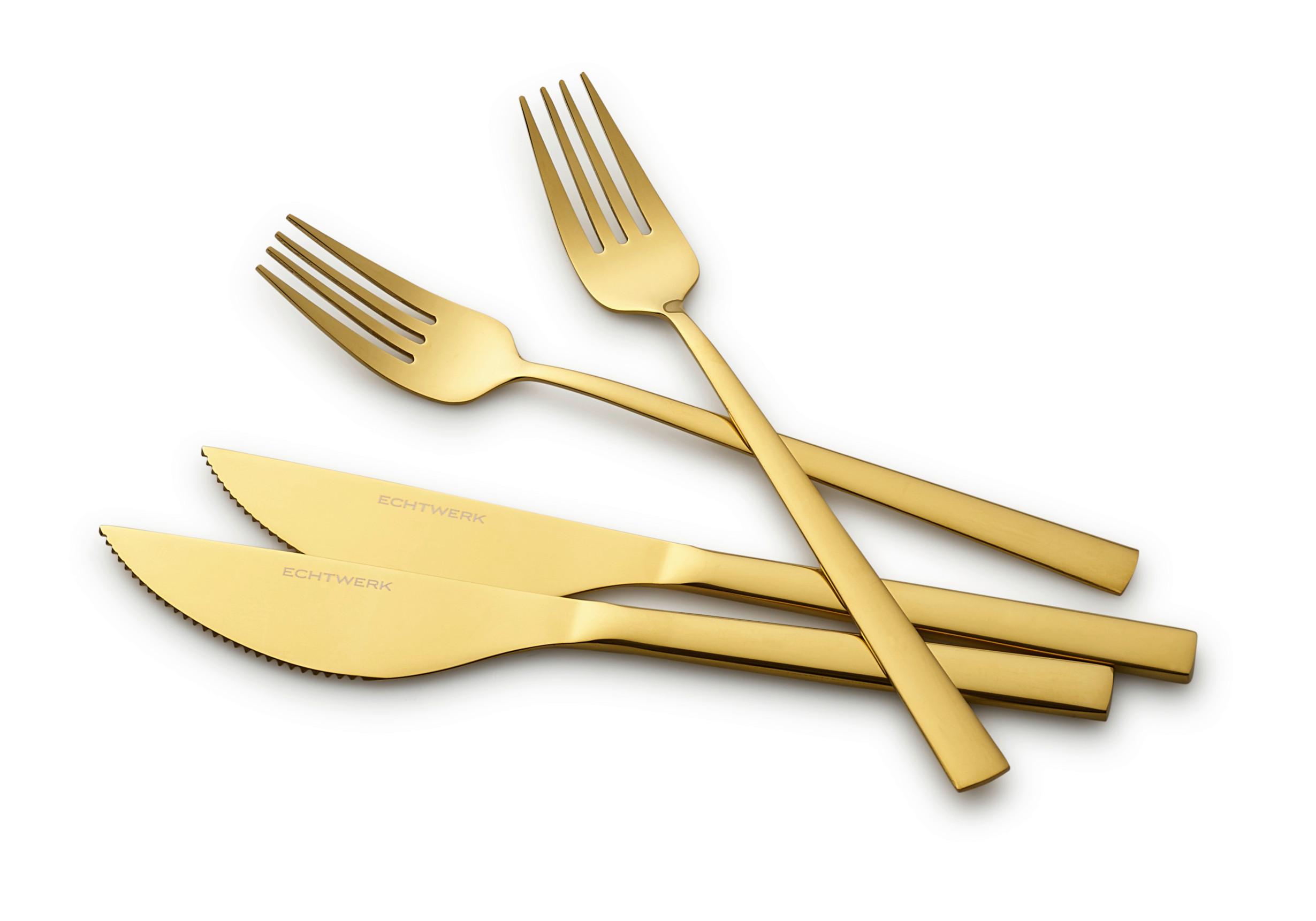 Pizzabesteck 4-teilig Edelstahl für 2 Personen - Goldfarben, Basics, Metall - Echtwerk