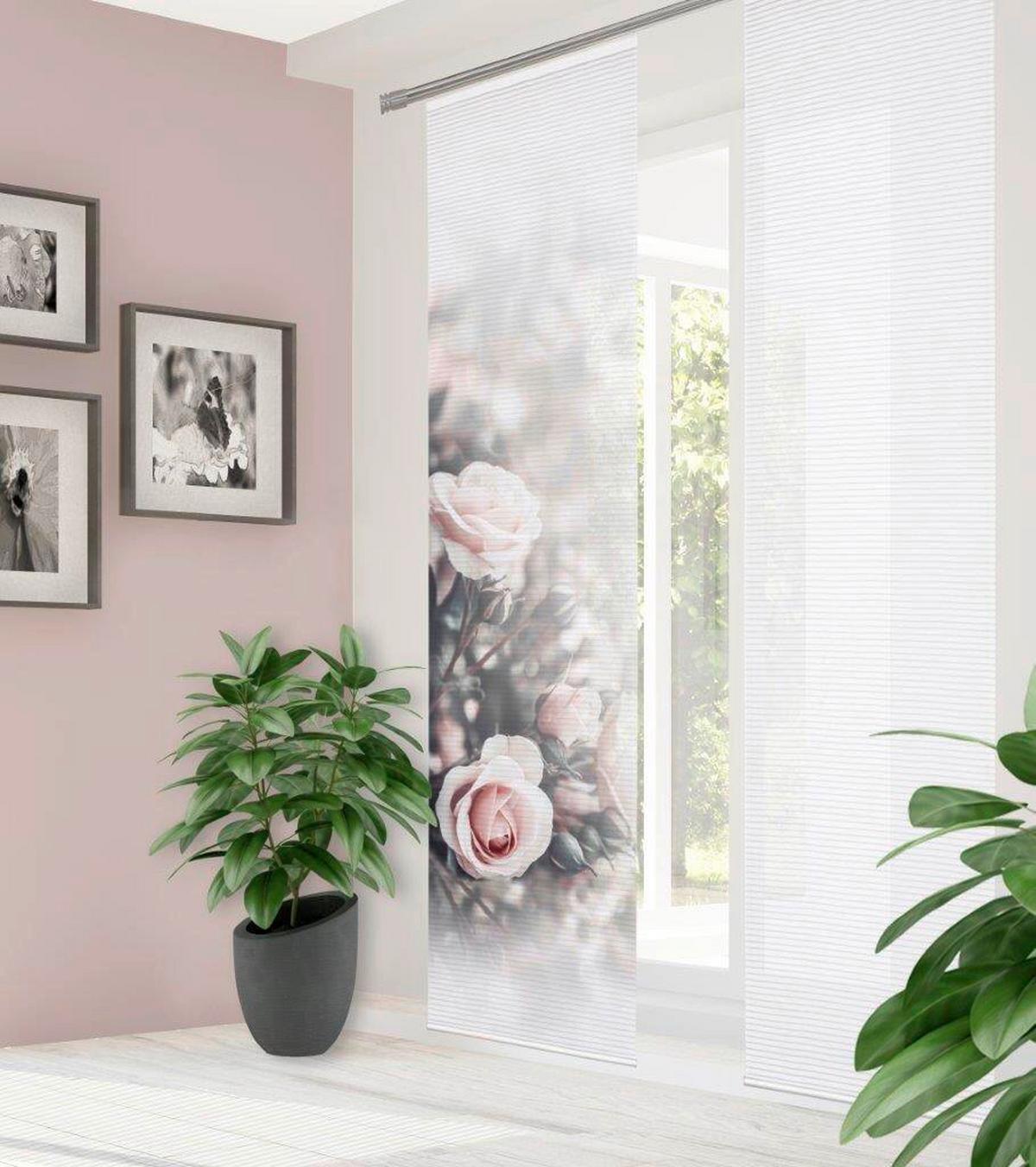 Flächenvorhang Poesia - Rosa, Natur, Textil (60/245cm)