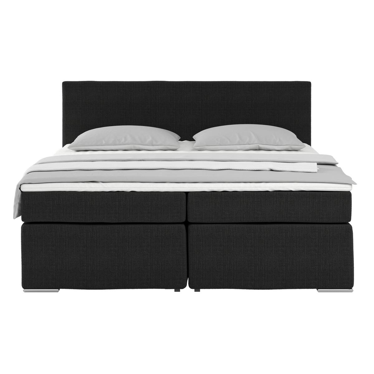 Posteľ Boxspring NERO PL: 180/200cm, čierna - čierna/chrómová, Konventionell, kov/textil (180/200cm)