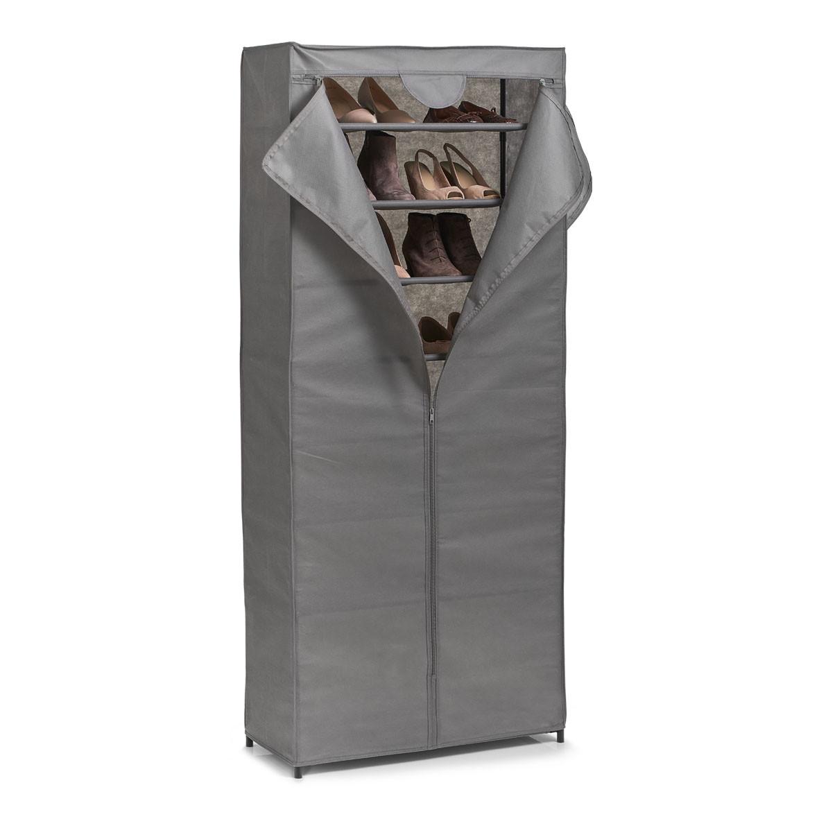 Schuhschrank Grau B: 66 Cm - Grau, Basics, Textil/Metall (66/156/30cm) - Zeller Present