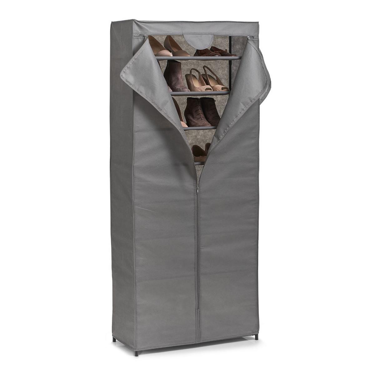 Schuhschrank Grau B: 66 Cm - Grau, Basics, Textil/Metall (66/156/30cm) - Zeller Present