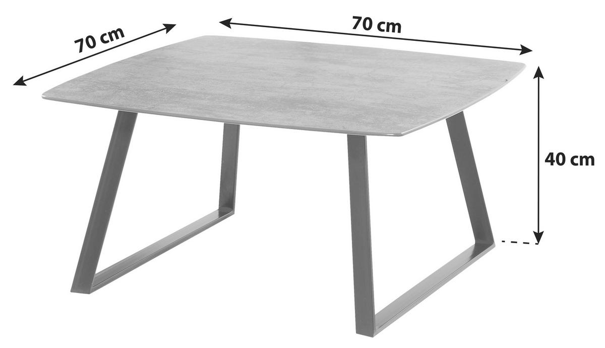 Couchtisch mit Glasplatte Sky Keramikoptik Grau/Schwarz - Anthrazit/Schwarz, MODERN, Glas/Metall (70/40/70cm)