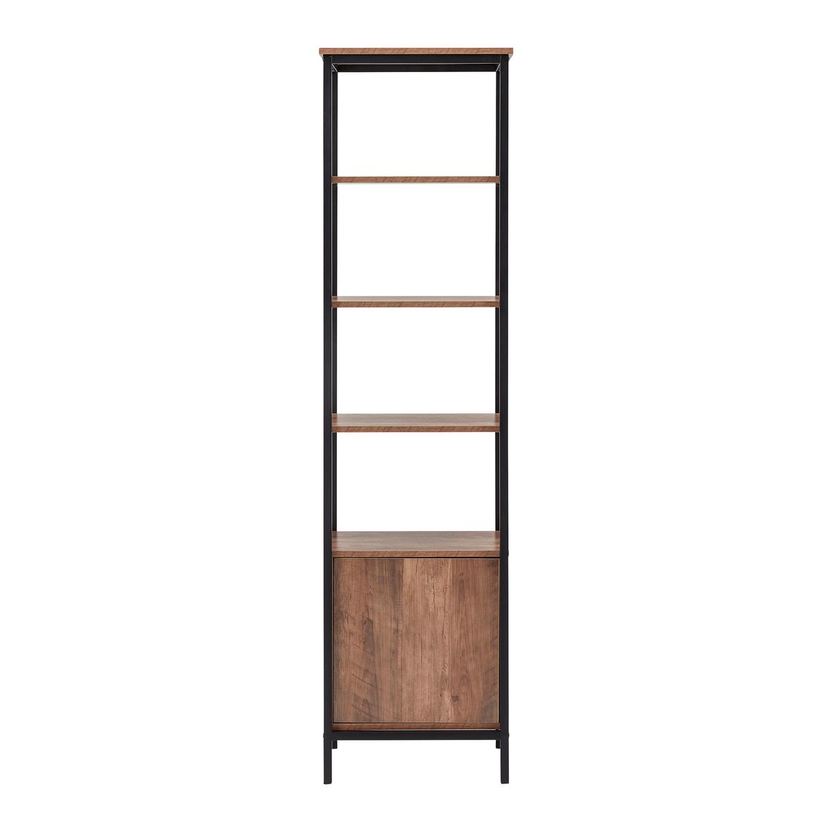 Vysoká skrinka DELL - čierna/prírodná farba, Modern, kov/kompozitné drevo (45/172/34cm) - Bessagi Home