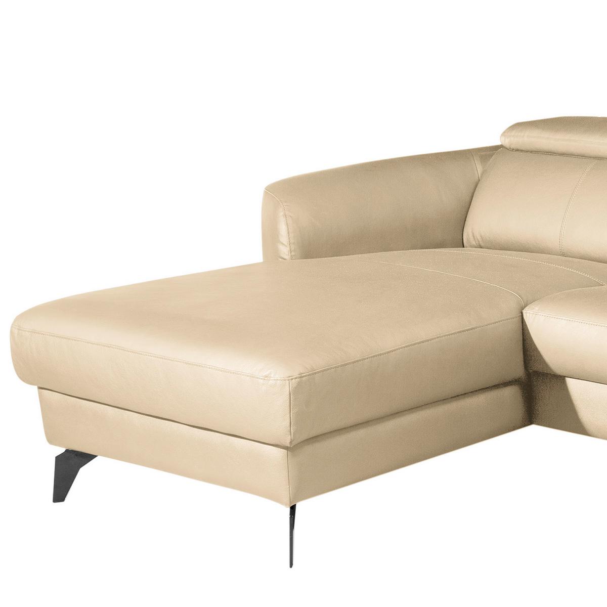 Ecksofa Berne Beige S: 183x261 Cm - Beige/Schwarz, Design, Leder/Textil (183/261cm) - Livetastic